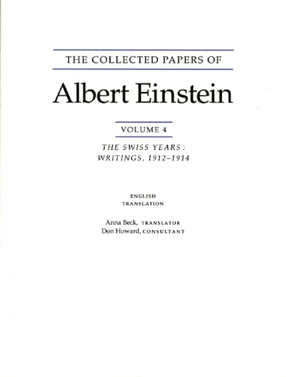 The Collected Papers of Albert Einstein, Volume 4 (English)