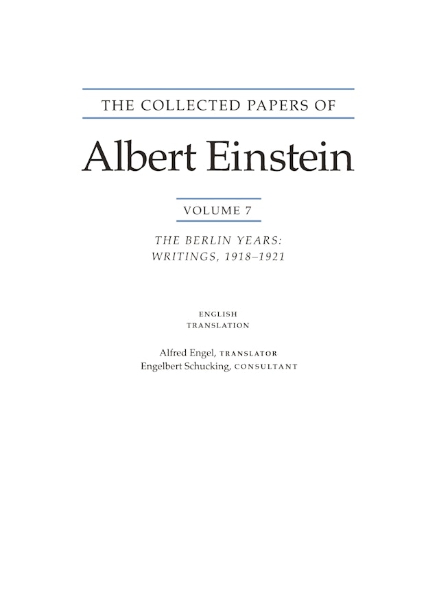 The Collected Papers of Albert Einstein, Volume 7 (English)