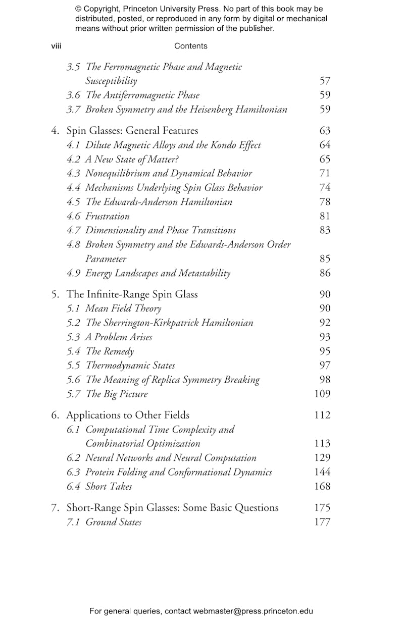 Spin Glasses and Complexity Princeton University Press
