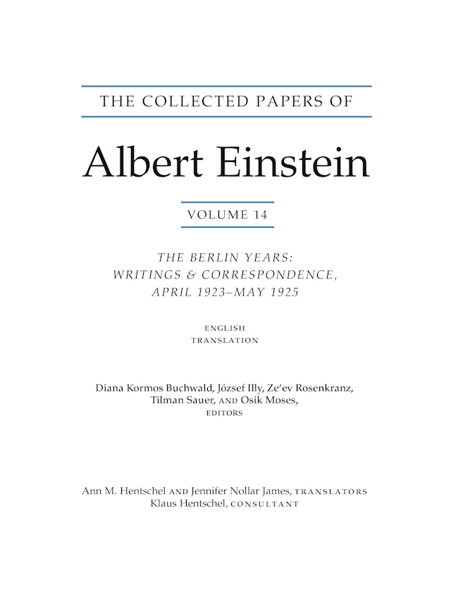 The Collected Papers of Albert Einstein, Volume 14 (English)