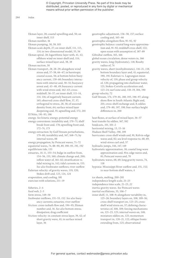Physical Oceanography of Continental Shelves Princeton University Press