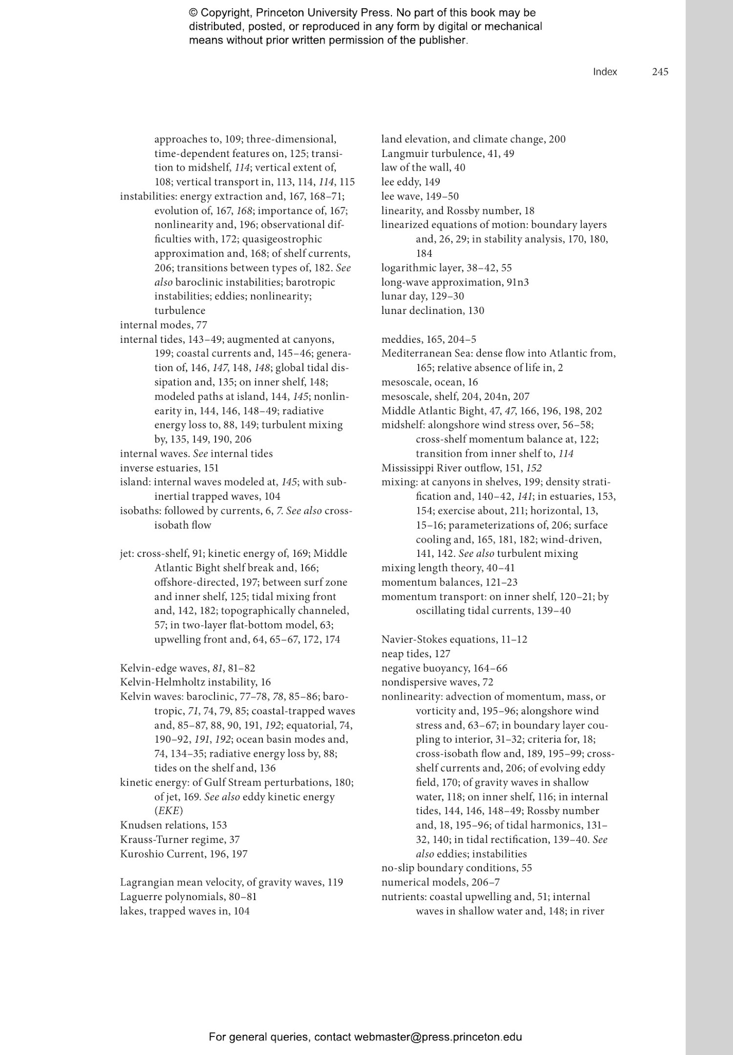 Physical Oceanography of Continental Shelves Princeton University Press