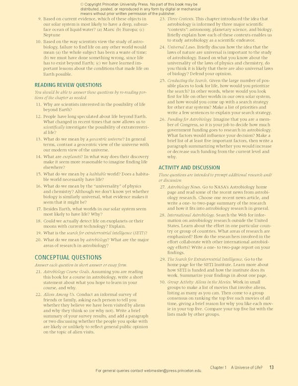 Life in the Universe, 5th Edition Princeton University Press