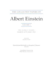 The Collected Papers of Albert Einstein, Volume 1 (Translation Supplement)