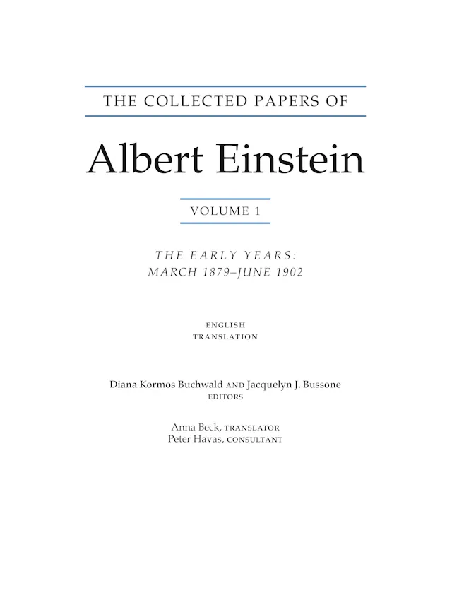 The Collected Papers of Albert Einstein, Volume 1 (Translation Supplement)